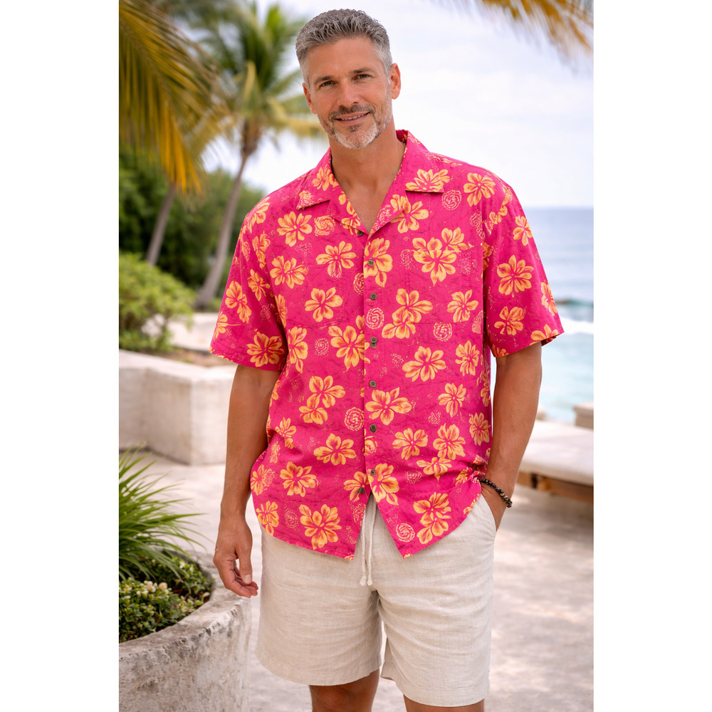 Paradise On A Hanger Mens Shirt XXL Made In USA Aloha Hawaiian Resortwear Camp